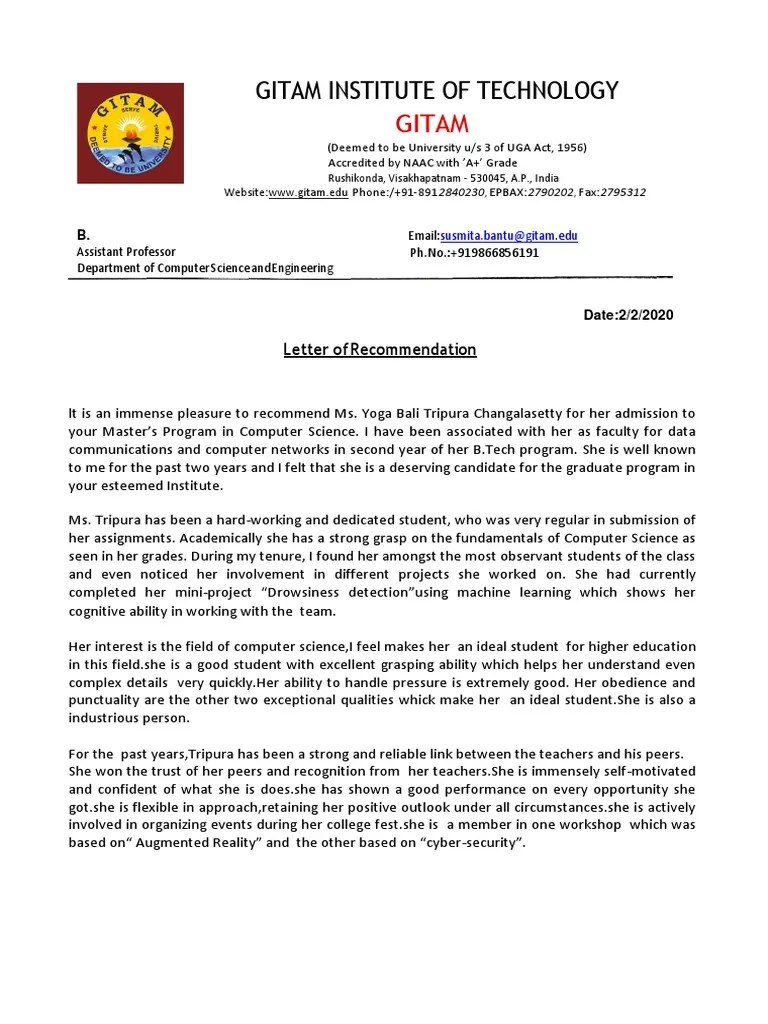 sample lor Computer Science Graduate School