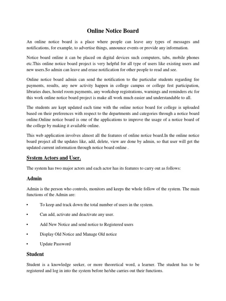 Online Notice Board PDF Html World Wide 