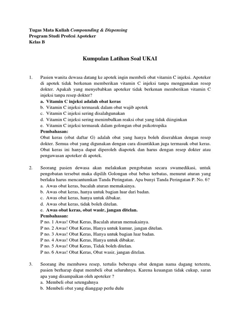 Tugas C&amp;D (Soal UKAI) - Kelas B | PDF