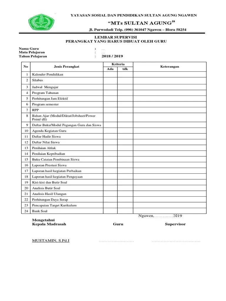 Administrasi Guru 2018 19 | PDF