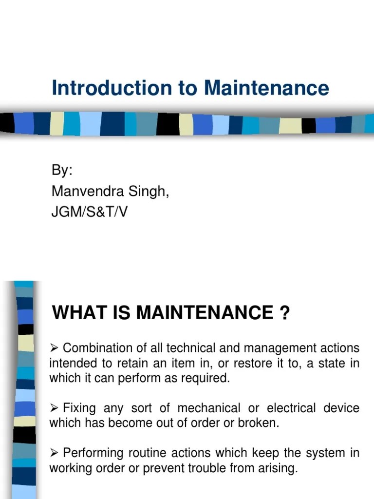Introduction to maintenance.ppt Reliability Engineering Prevention