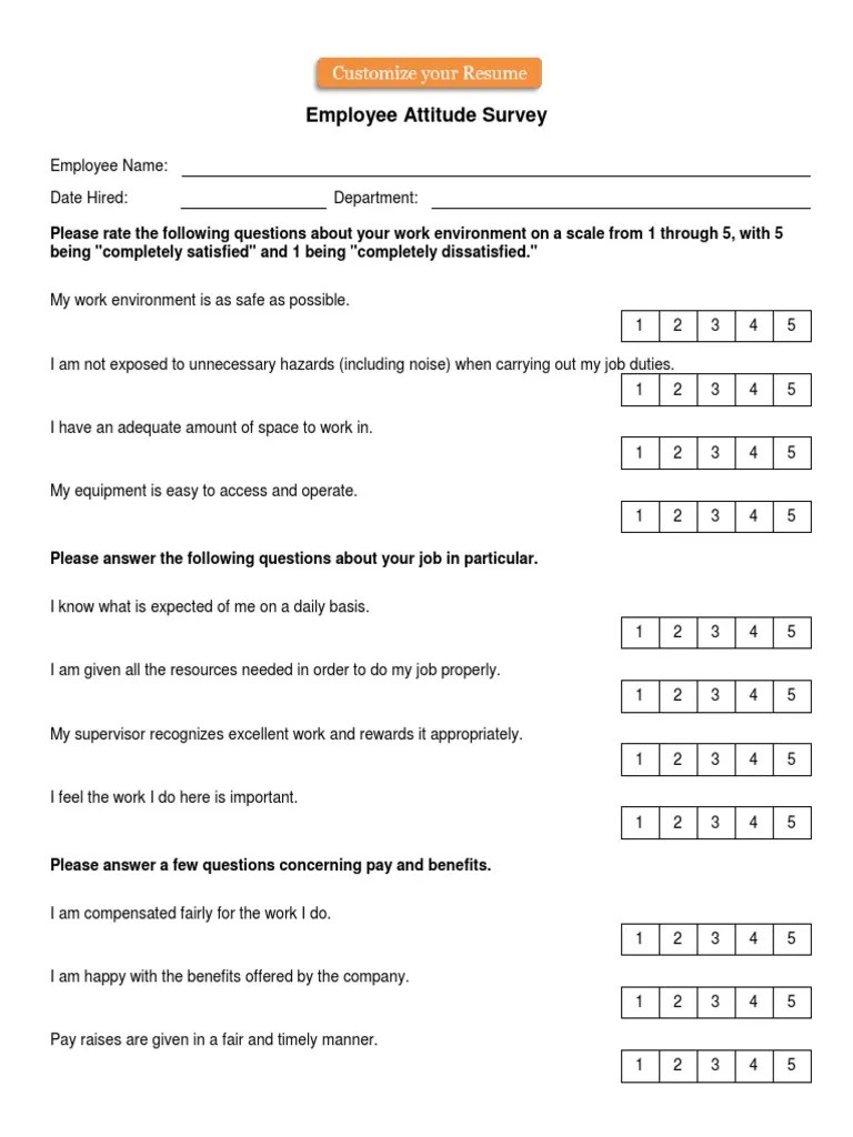 Employee Attitude Survey PDF Copyright Employment