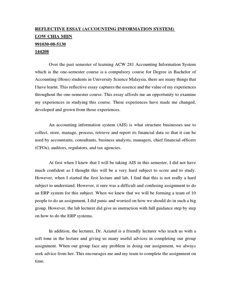Reflective Essay.pdf Accounting Learning