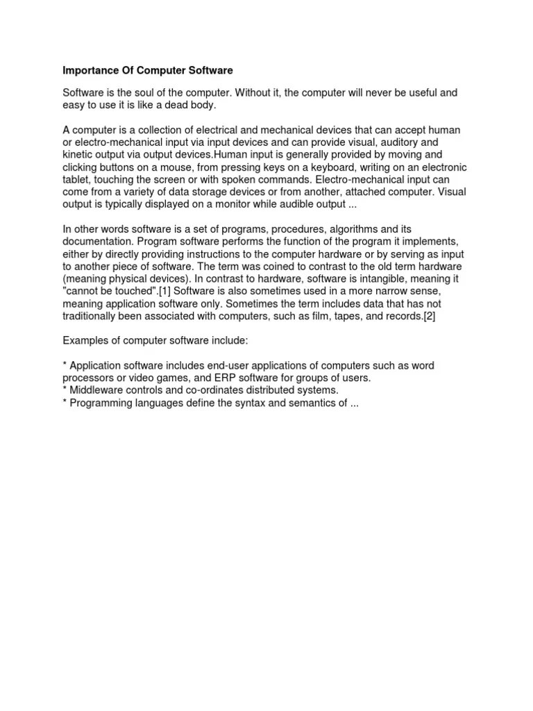 Importance of Computer Software PDF Personal Computers Software