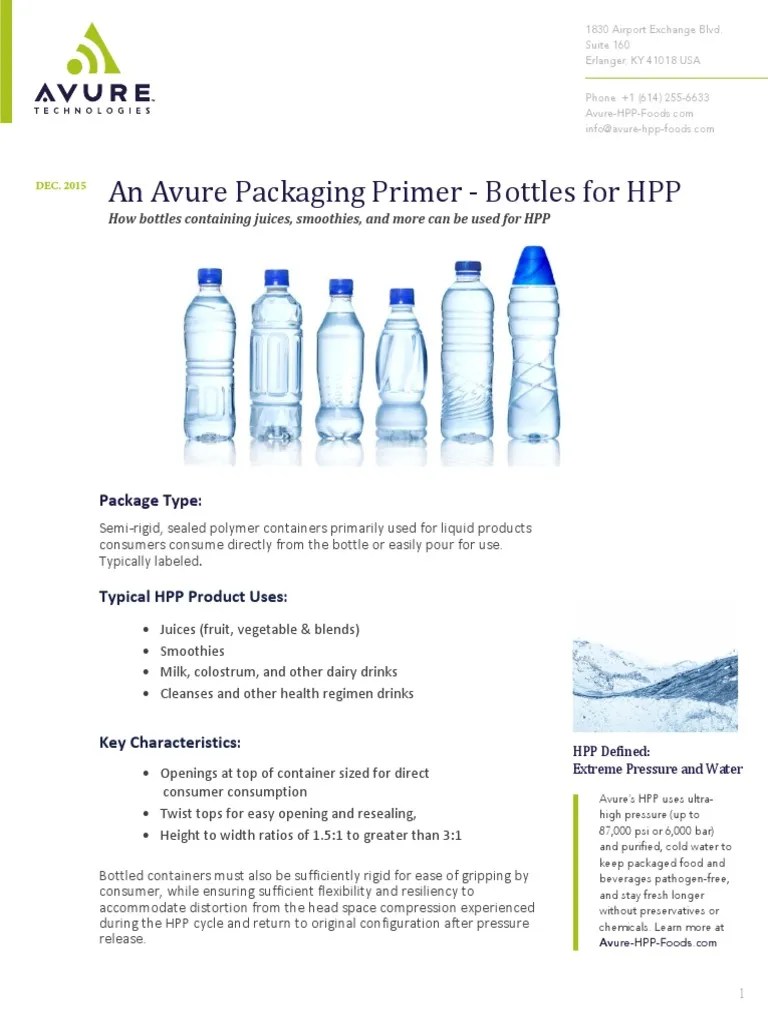 JBT Avure HPP Primer Bottles PDF Juice Diet & Nutrition