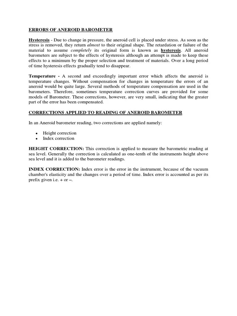 2M Errors of Aneroid Barometer PDF