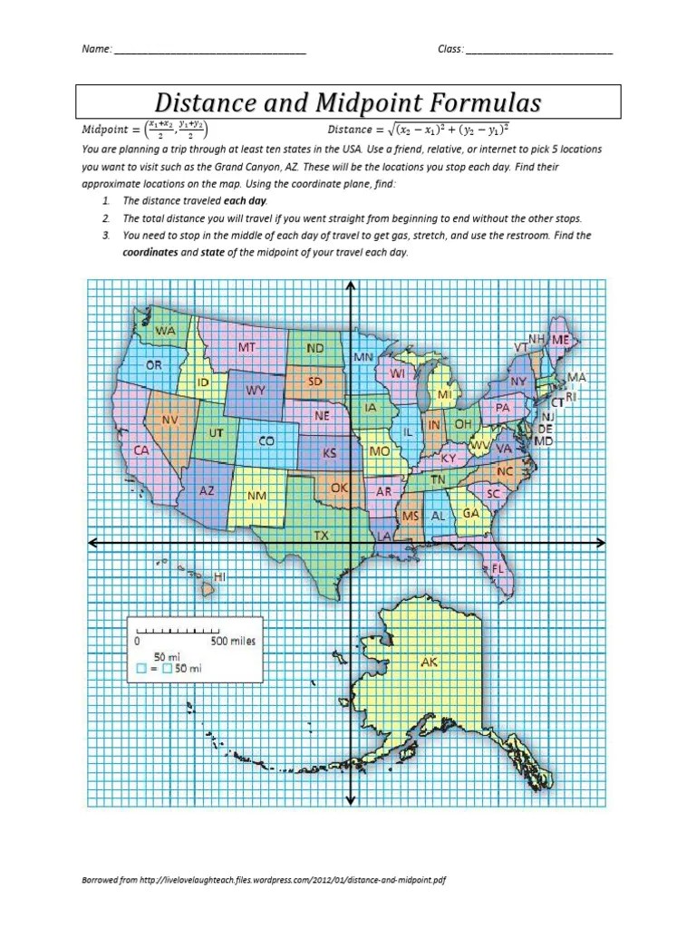 Geometry 1.3 Distance and Midpoint Formulas Trip Worksheet | PDF