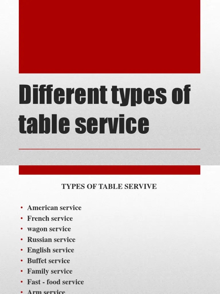 Different Types of Table Service PDF Tableware Foodservice