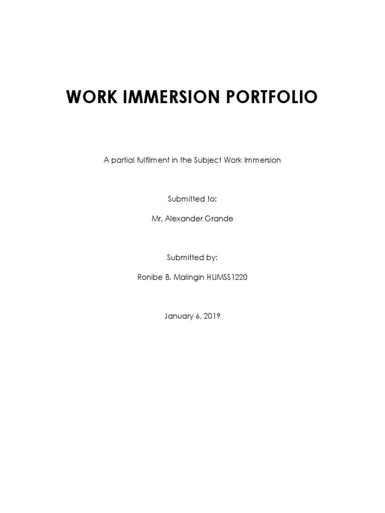 Work Immersion Portfolio Template