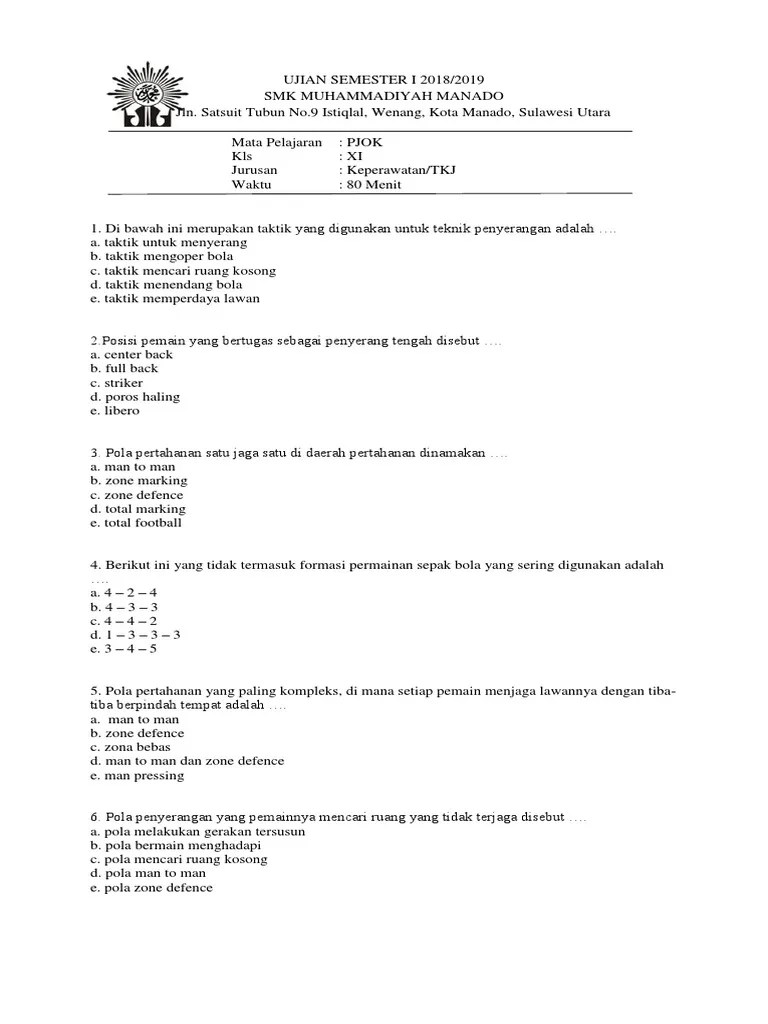 UJIAN SEMESTER I 2018 Kls XI | PDF