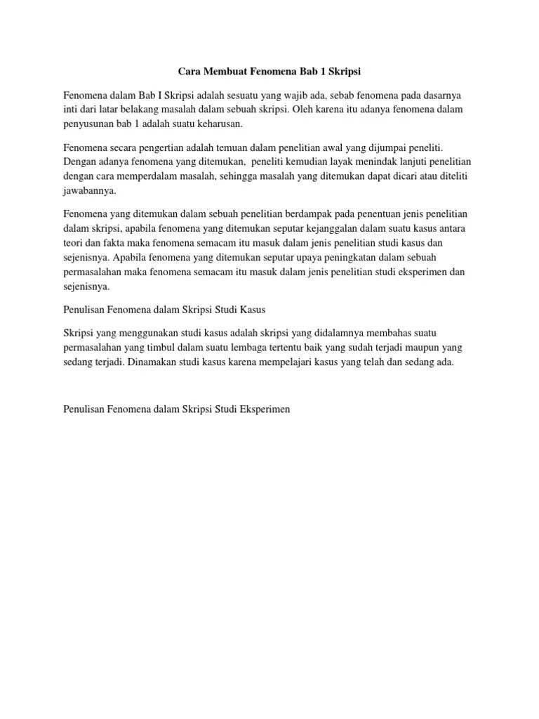 Contoh Fenomena Dalam Skripsi - Situs Bisnis