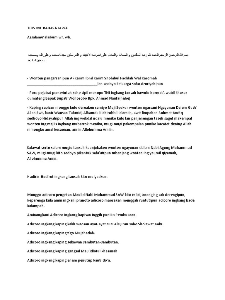 Contoh Teks Pembawa Acara Pernikahan Bahasa Jawa Singkat