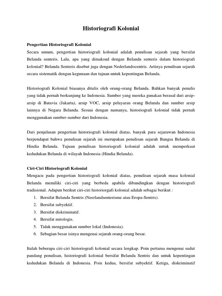 Historiografi Kolonial | PDF