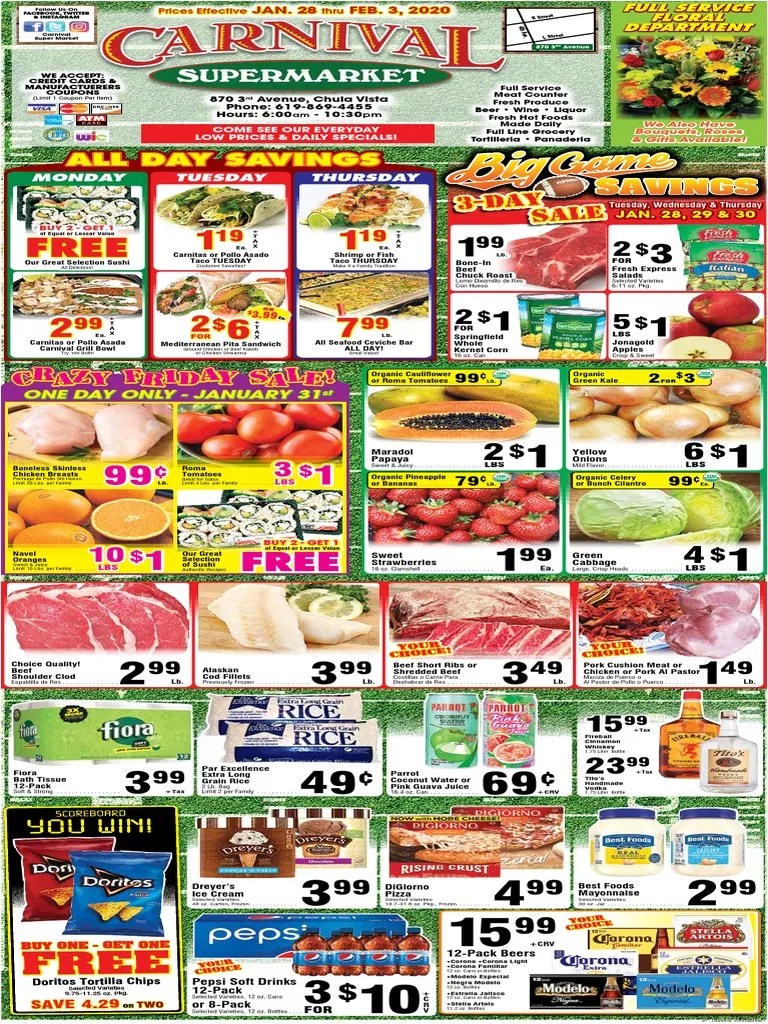 Carnival Chula Vista Weekly Ad PDF Carbonated Water Soft Drink