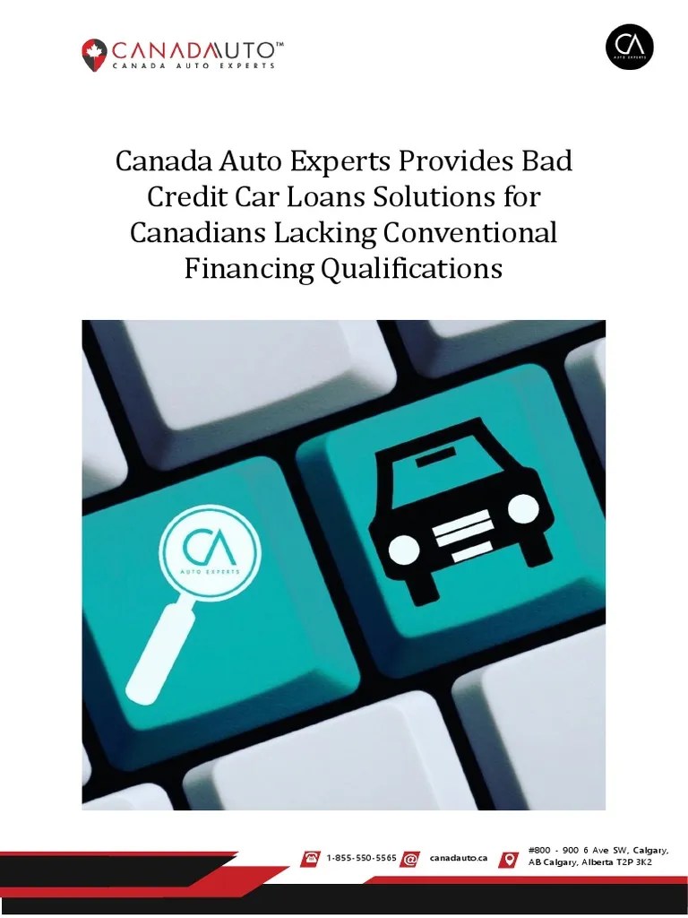 Canada Auto Experts Provides Bad Credit Car Loans Solutions for