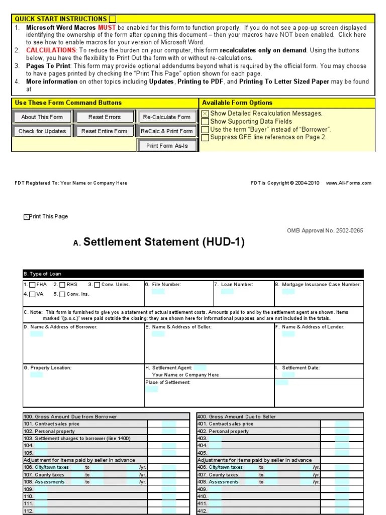 HUD1_Form Title Insurance Mortgage Loan