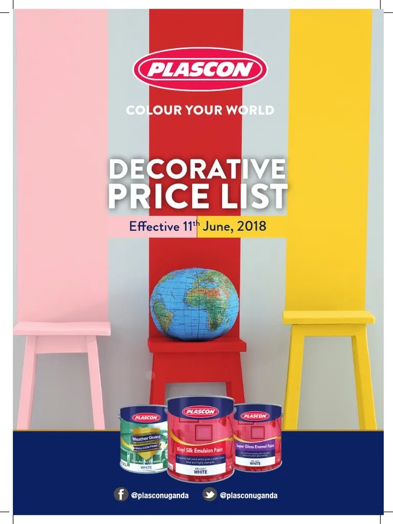 油漆价钱plascon Price List June 2018 Print Ready Download Free PDF Varnish Art Materials