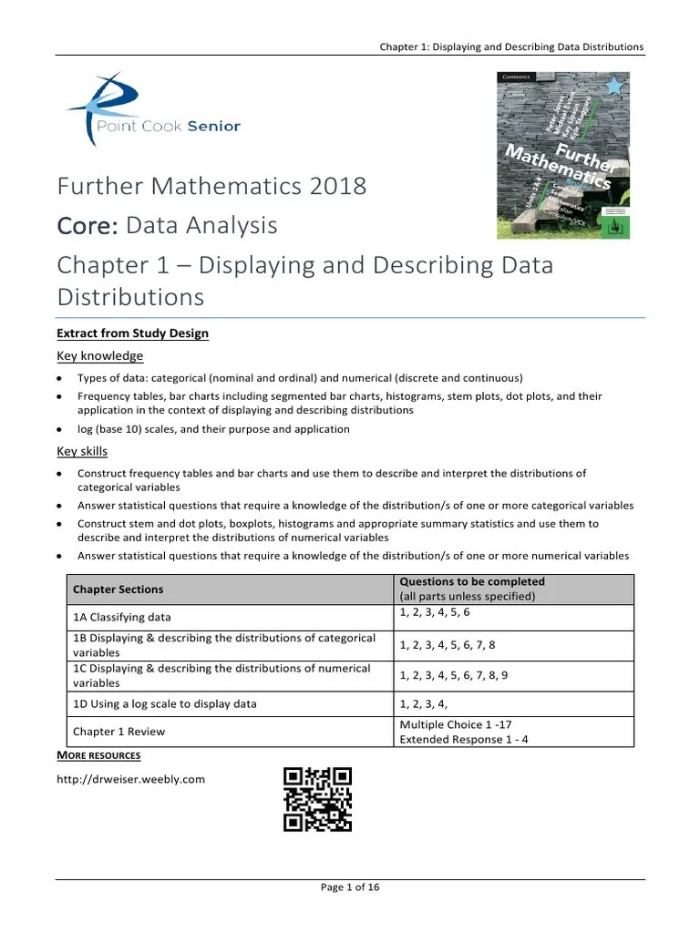 Chapter 1 Displaying & Describing Data Distributions CAMBRIDGE PDF