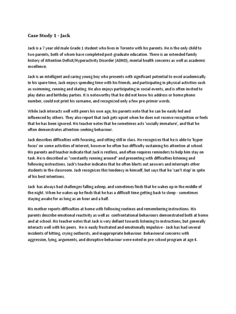 Case Study Adhd PDF PDF Attention Deficit Hyperactivity Disorder