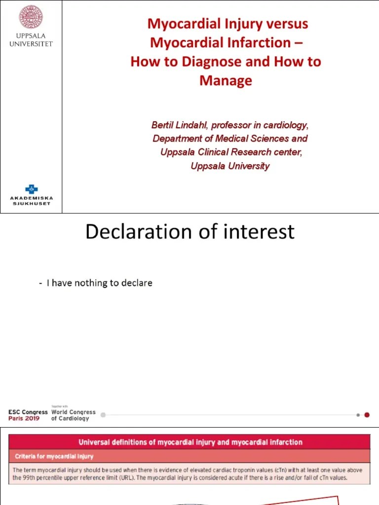 Myocardial Injury Versus Myocardial Infarction How To Diagnose and