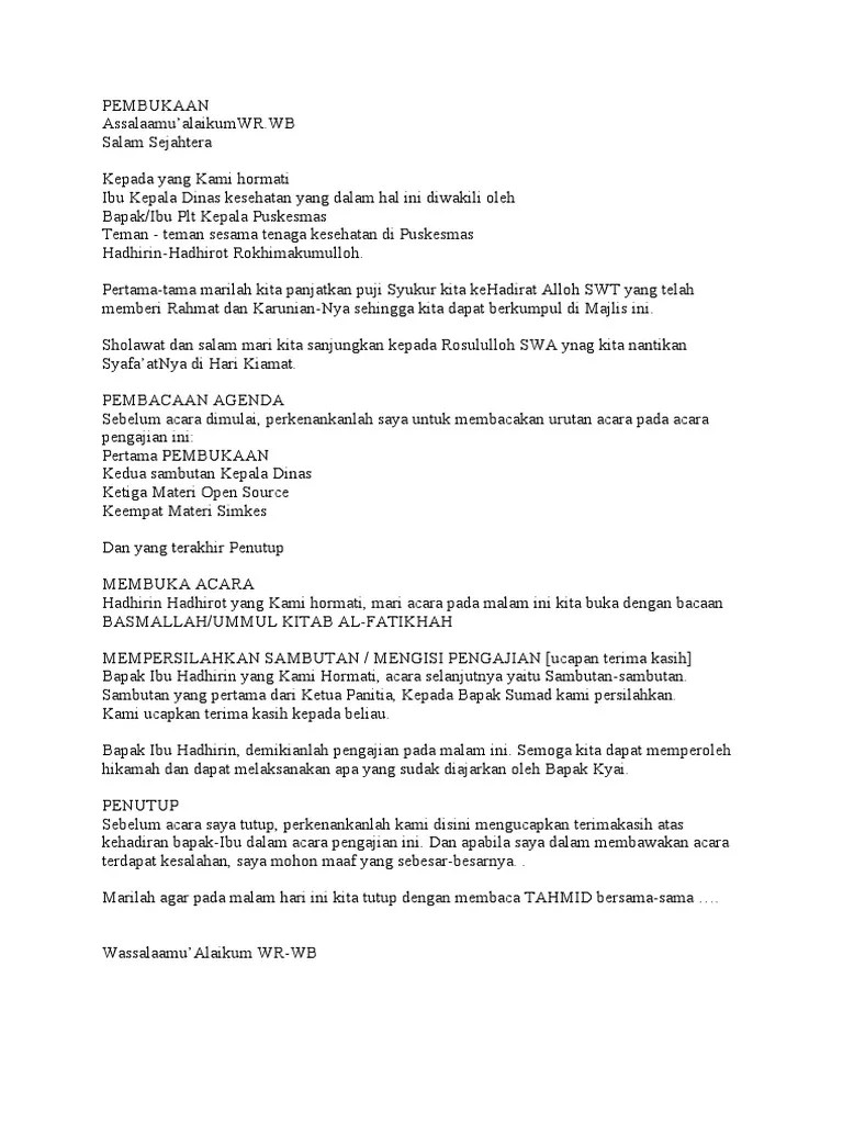 Contoh Kata Sambutan Pembukaan Acara Workshop