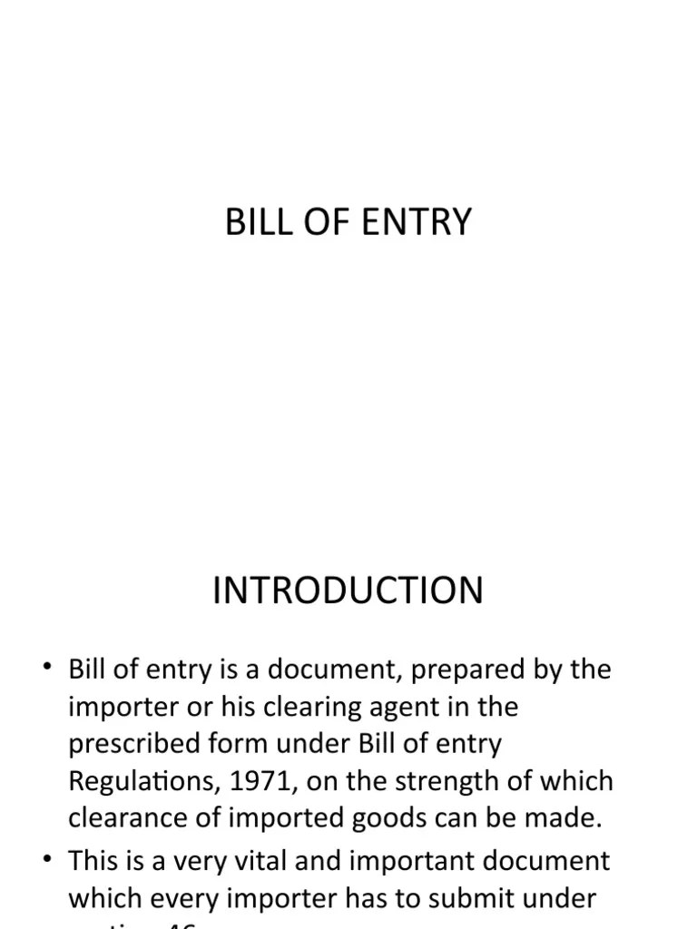 Bill of Entry