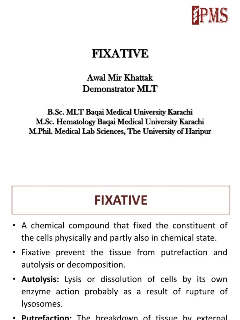Lec3 Fixatives PDF Fixation (Histology) Materials