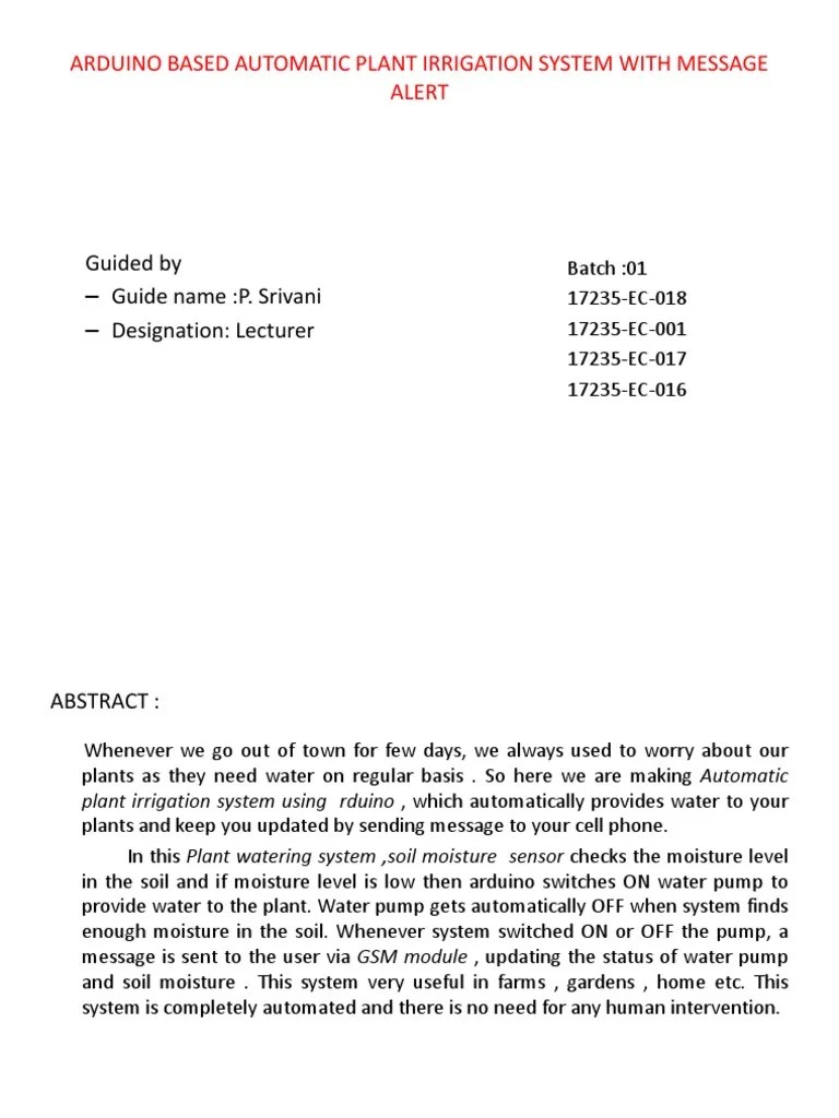 Arduino Based Automatic Plant Irrigation System With Message PDF