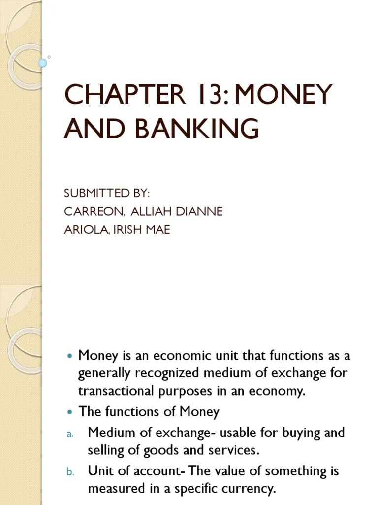 Chapter 13 Money and Banking PDF Money Supply Money