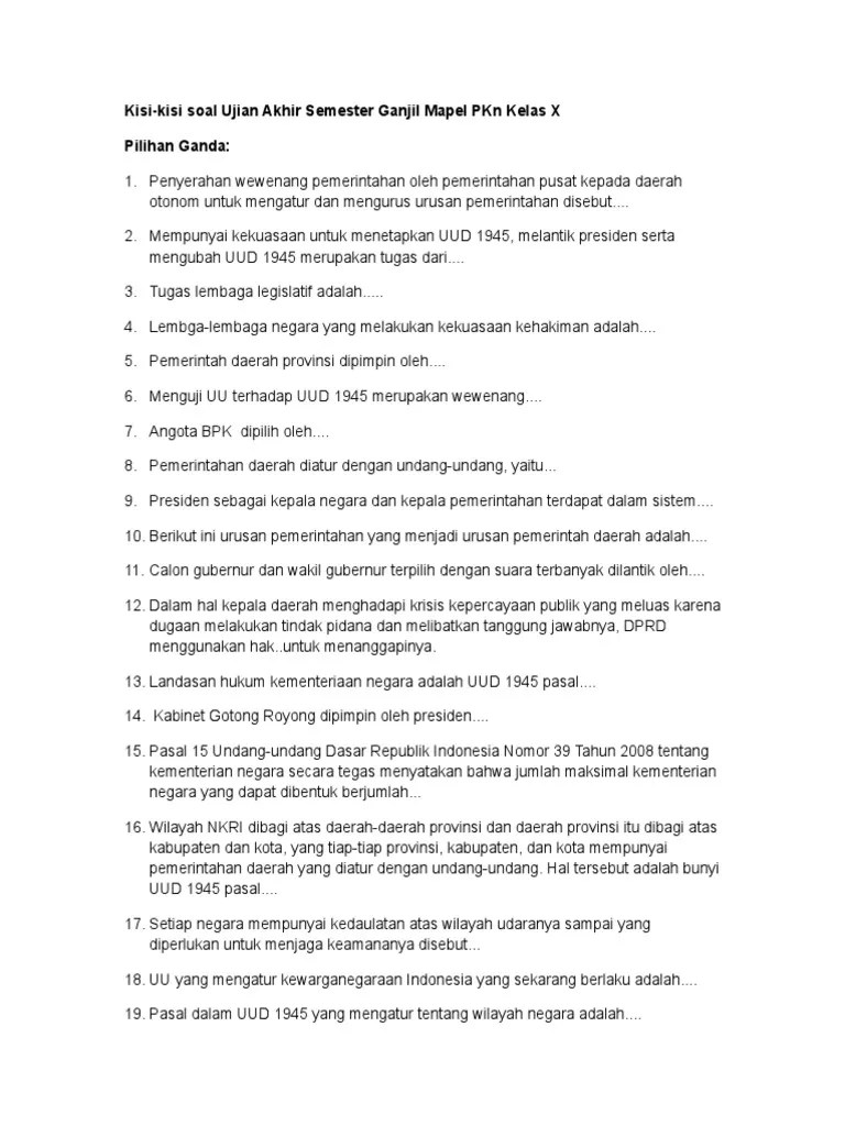 UAS Ganjil PKN | PDF