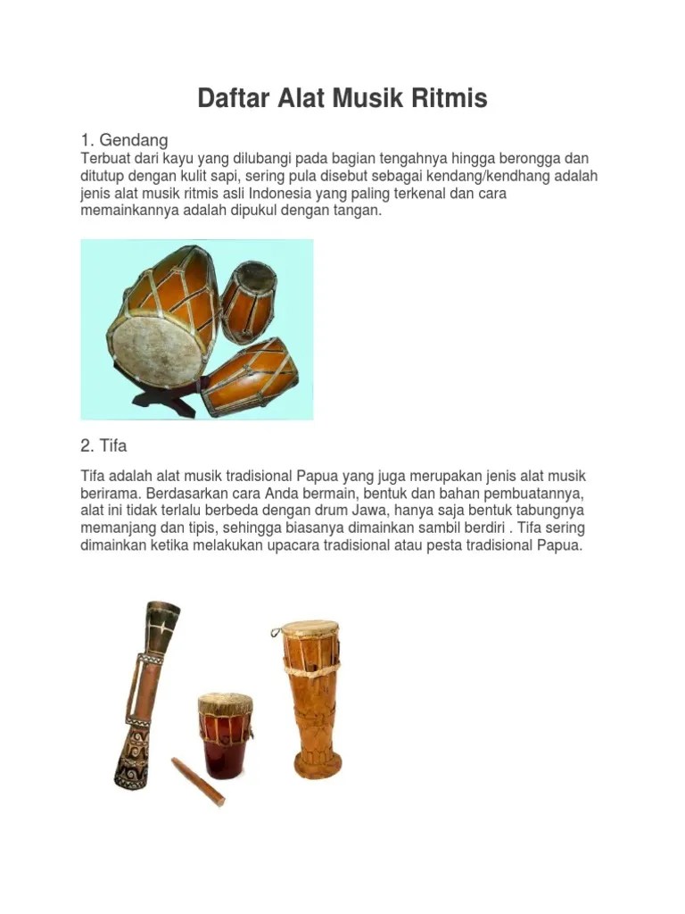 Alat Musik Ritmis Yang Dimainkan Dengan Cara Dipukul Adalah