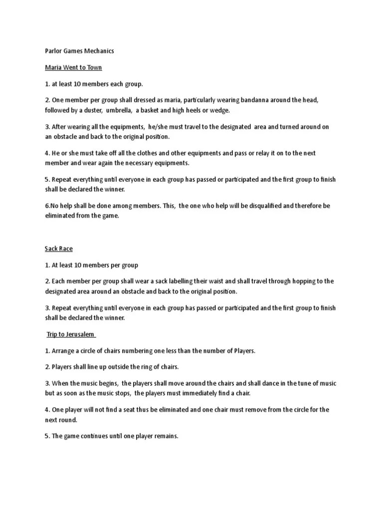 Parlor Games Mechanics PDF Sports Leisure