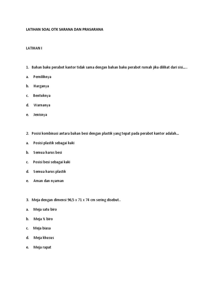 Latihan Soal Otk Sarana Dan Prasarana | PDF
