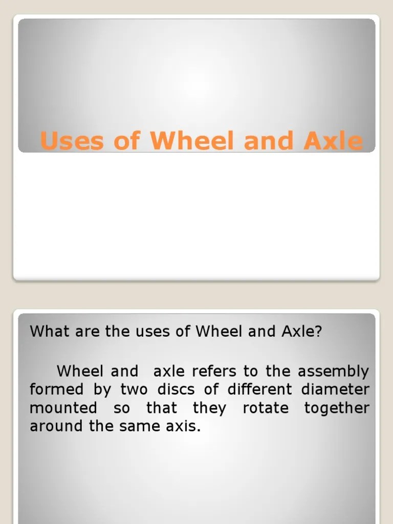 Uses of Wheel and Axle PDF
