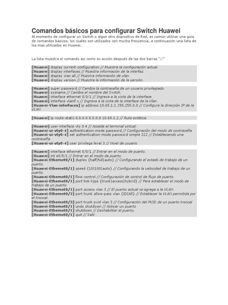 Comandos Básicos para Configurar Switch Huawei PDF
