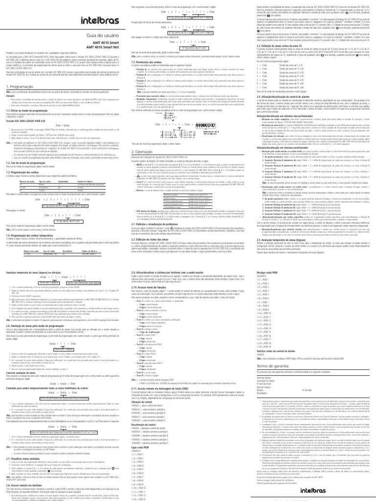 Guia Do Usuário AMT 4010 SMART e AMT 4010 SMART NET (AMT 4010 SMART