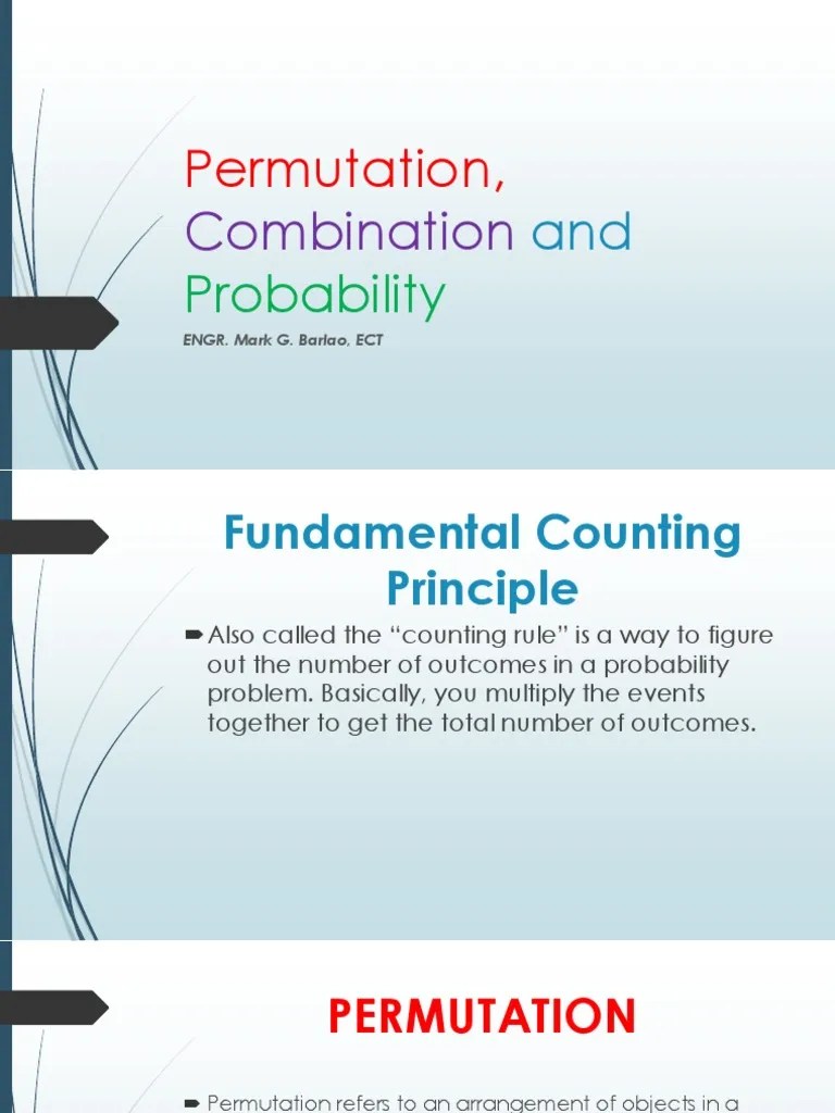 Permutation, Combination and Probability Permutation Probability