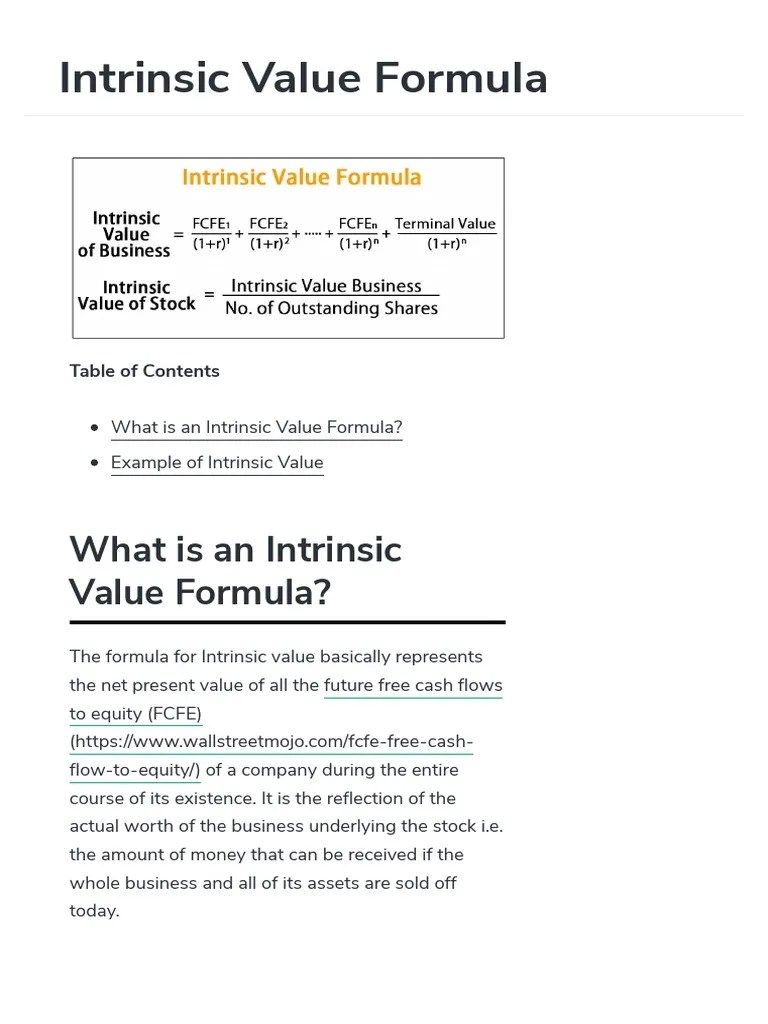 Intrinsic Value Formula (Example) How To Calculate Intrinsic Value