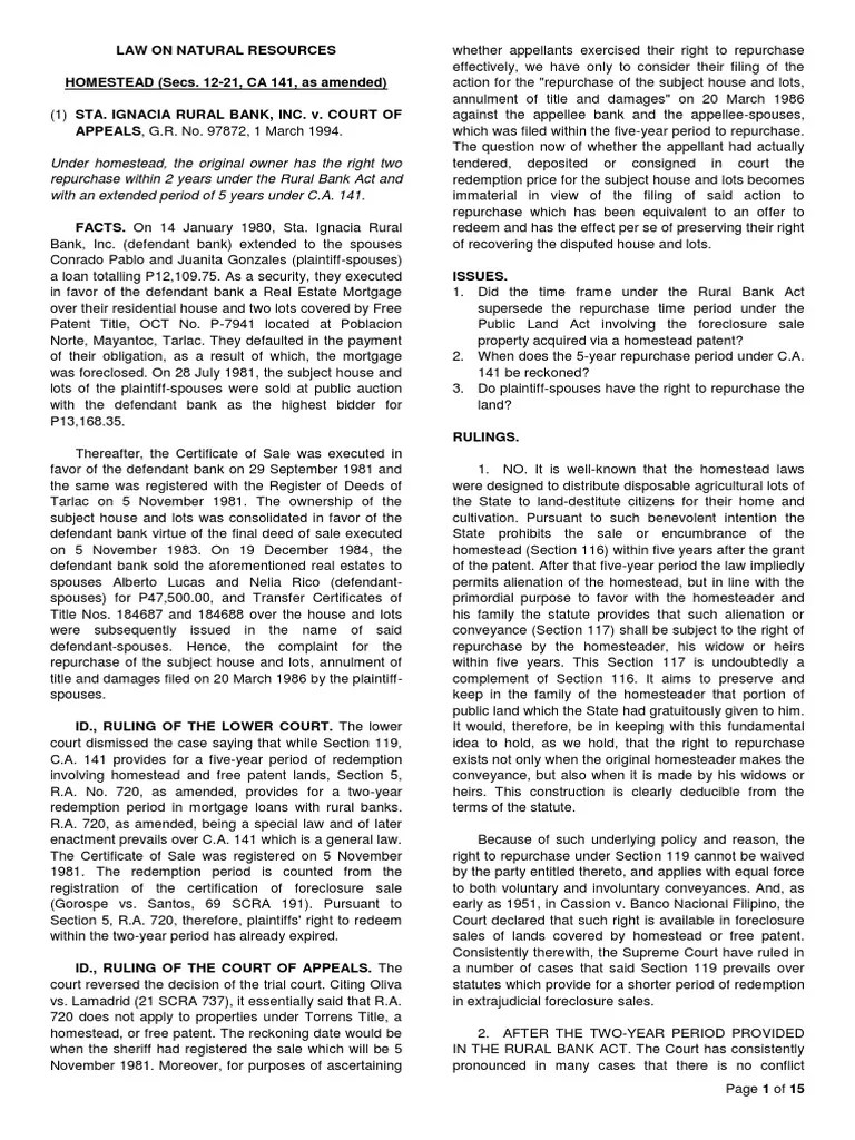 Homestead PDF Patent Application Foreclosure