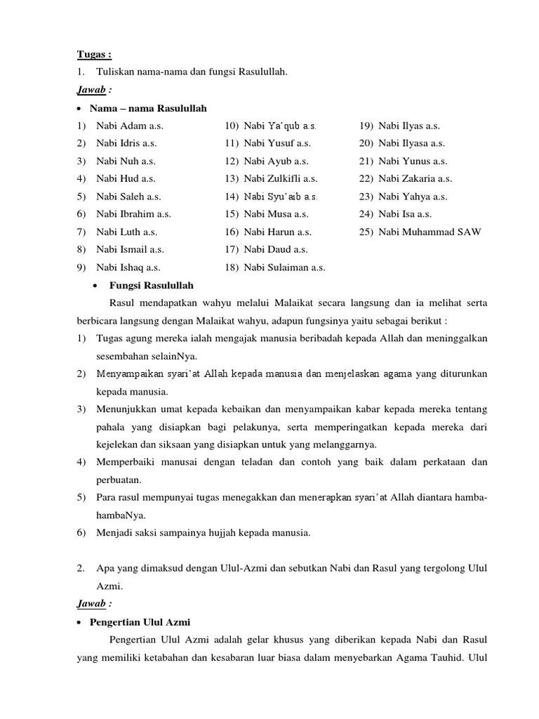 Jelaskan Yang Dimaksud Dengan Nabi Ulul Azmi