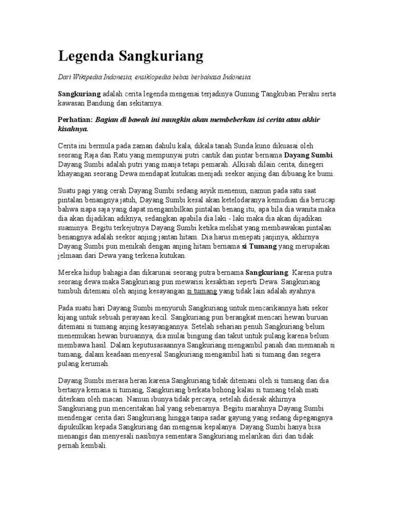 Cerita Sangkuriang Dalam Bahasa Sunda - Perangkat Sekolah