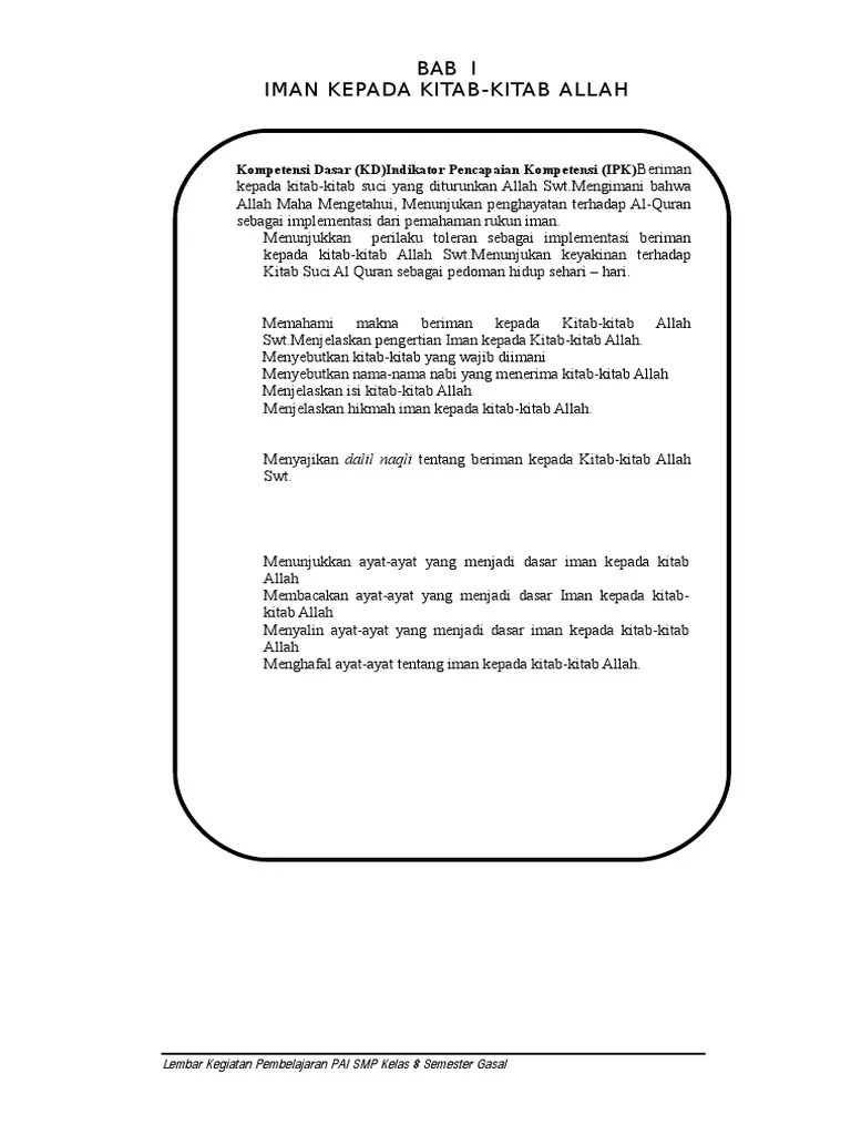 Ringkasan seni budaya kelas 8 semester 2 bab 1,2,3,dan 4. Ringkasan Materi Bab 1 Pai Kelas 8