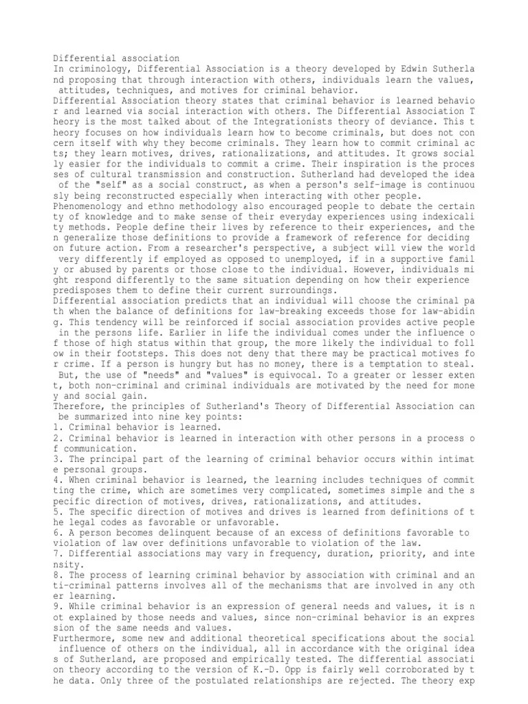 Differential Association PDF Action (Philosophy) Epistemology