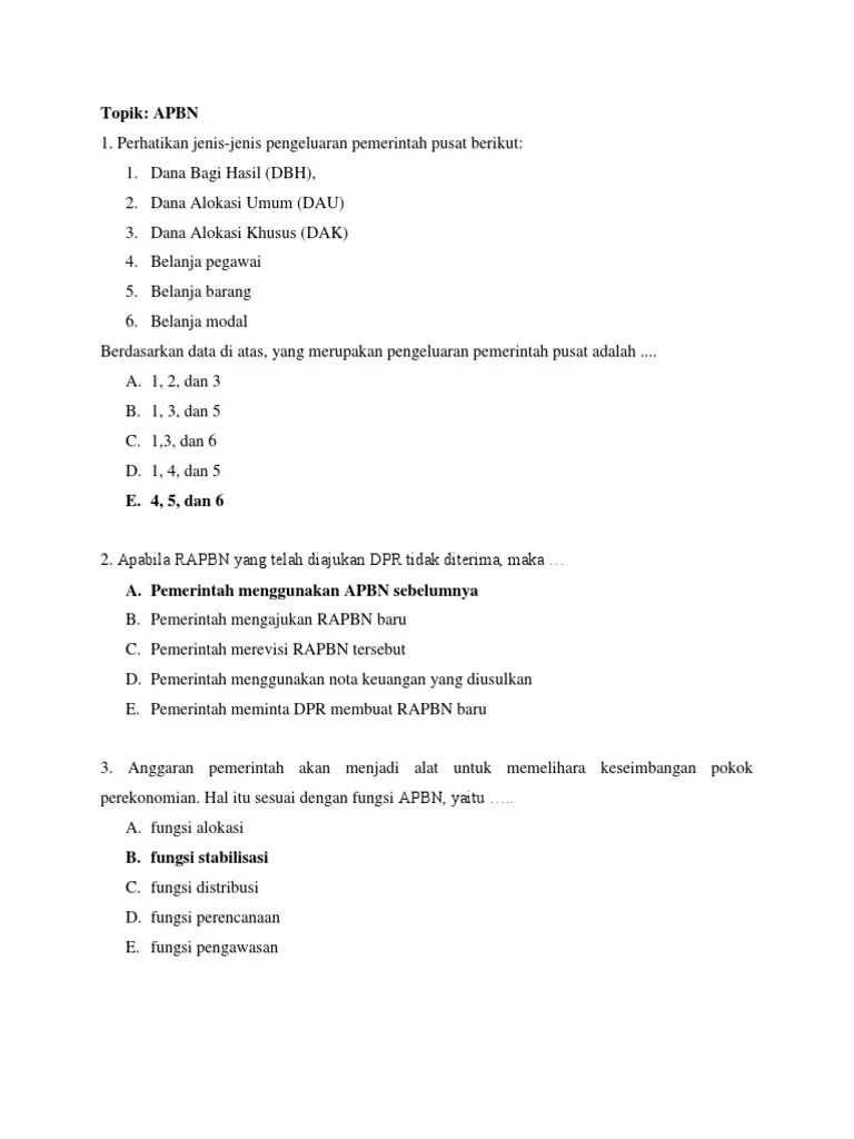 Fungsi Alokasi Apbn Adalah