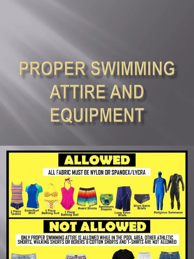 Proper Swimming Attire and Equipment PDF Swimming Swimming (Sport)