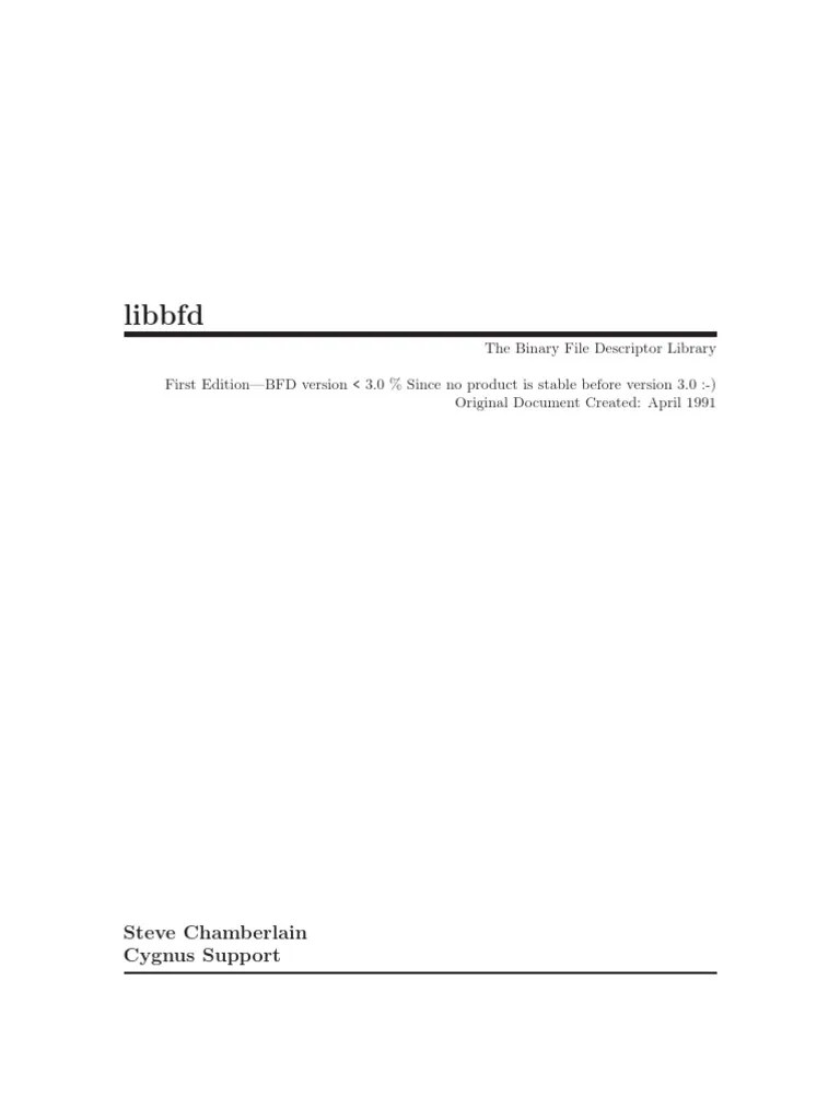 The Binary File Descriptor Library PDF File Format Pointer