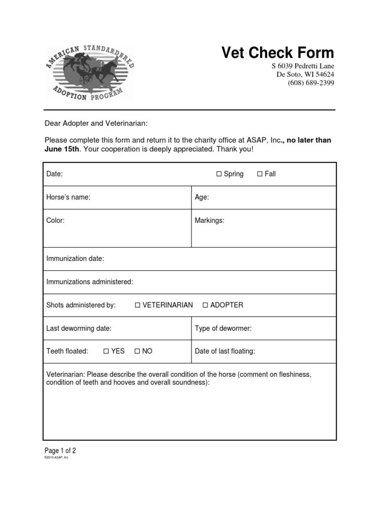 ASAP Vet Check Form