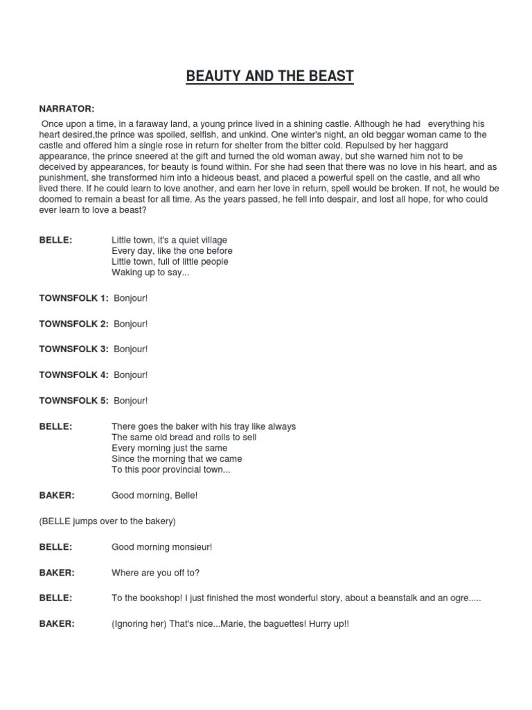 Beauty and The Beast Stage Play Script PDF