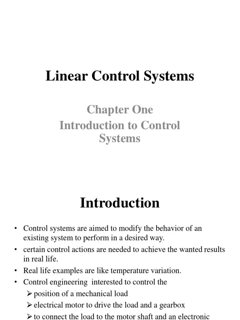 Linear Control Systems PDF Control Theory Control System
