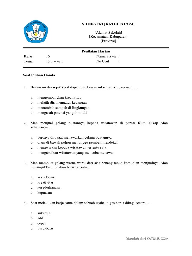 Soal PH Kelas 6 Semester 1 Tema 5 Subtema 3 Ke 1 | PDF